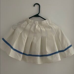 SHEIN Cream and Blue Skater Mini Skirt with Pleats